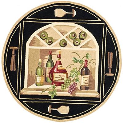 Safavieh Chelsea Collection HK254B Hand-Hooked Black and Multi Premium Wool Round Area Rug (3' Diame