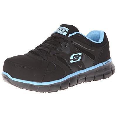 Skechers for Work Women's Synergy-sandlot Work Boot,Black/Blue,6 M US