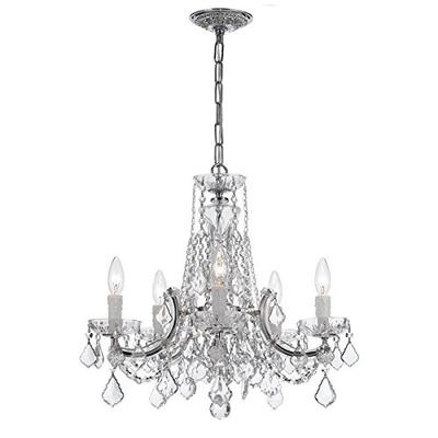 Crystorama 4476-CH-CL-MWP Crystal Five Light Mini Chandeliers from Maria Theresa collection in Chrom
