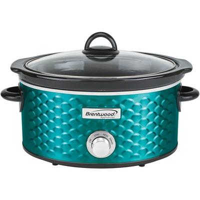 BRENTWOOD SC-140BL 4.5-Quart Scallop Pattern Slow Cooker (Blue)