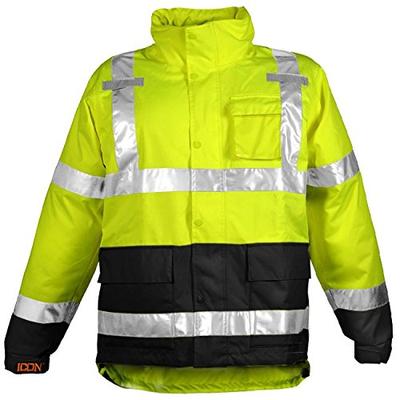 ICON J24122.MD Breathable 300D Polyurethane Hi-Vis Jacket with Reflective Tape, Medium, Fluorescent