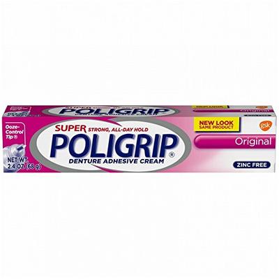 SUPER POLIGRIP Denture Adhesive Cream Original 2.40 oz (Pack of 6)