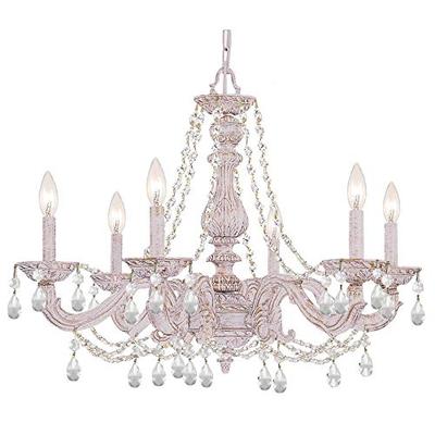 Crystorama 5026-AW-CL-SAQ Crystal Six Light Chandeliers from Sutton collection in Whitefinish,